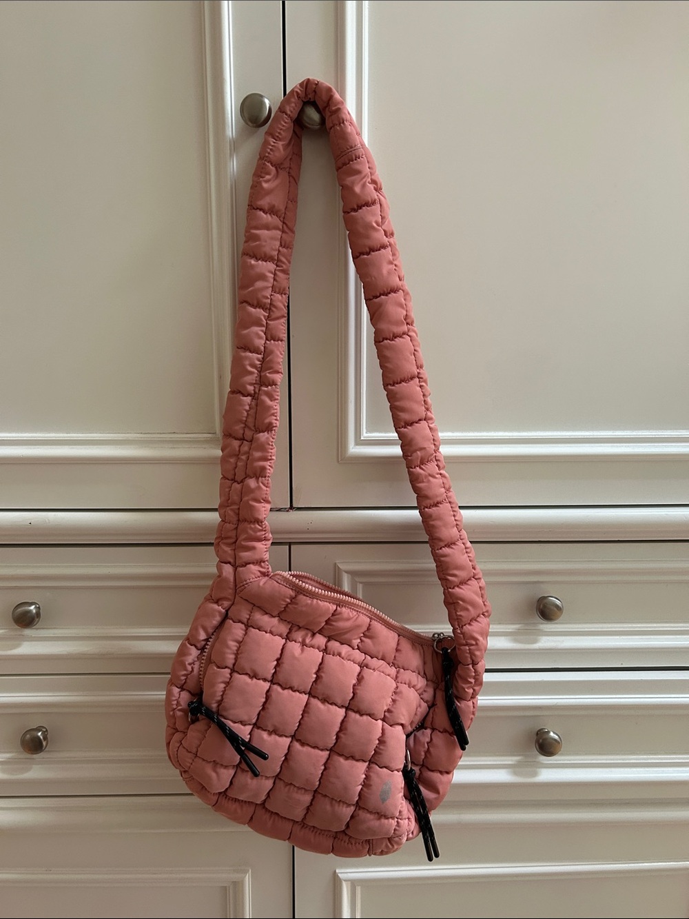 Free People Quilted Crossbody Shoulder Bag in Dusty Rose - EUC
